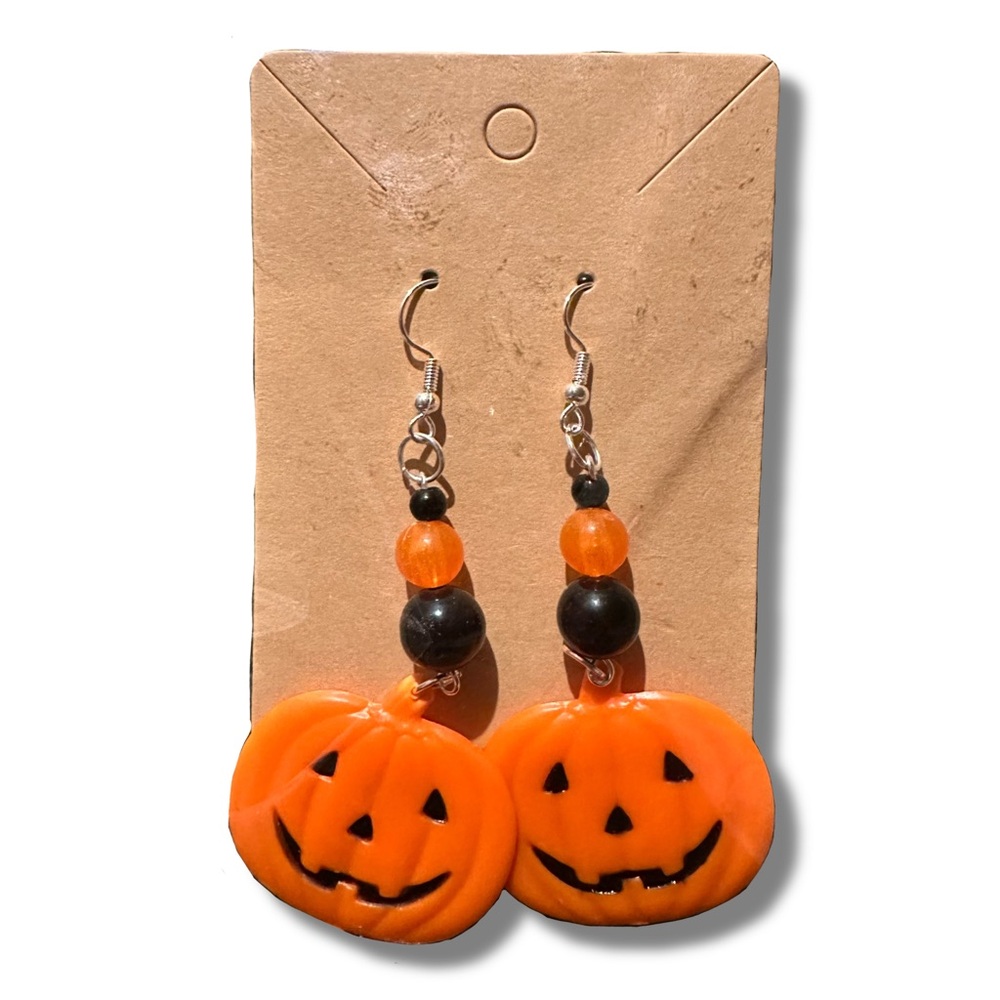 2/$10 Handcrafted Halloween Jack O Lantern Earrings